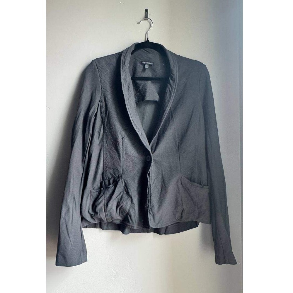 Eileen Fisher Blazer Jacket Gray Old Money XS Preppy Academia Quiet Luxury